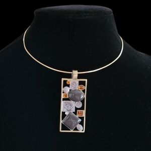 Vintage - 1970's Solid Brass and Stone Chocker‎